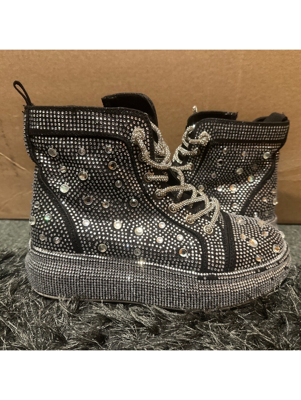 AZALEA WANG OTIS BLACK EMBELLISHED SNEAKER